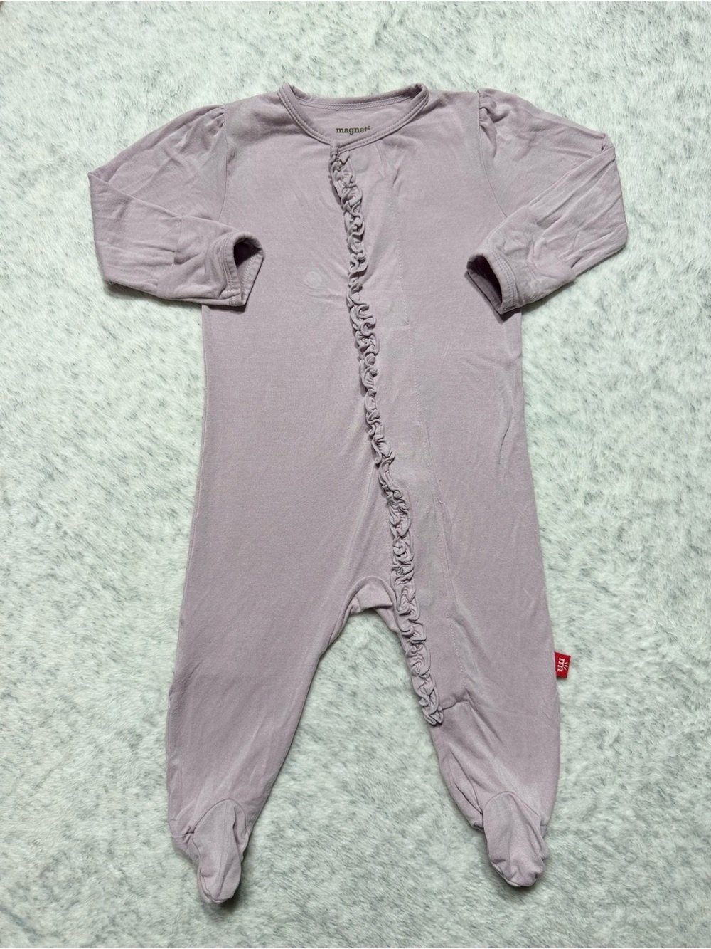 Magnetic Me Lavender Ruffle Footie Sleeper 0-3M Baby Girl Modal Soft Solid